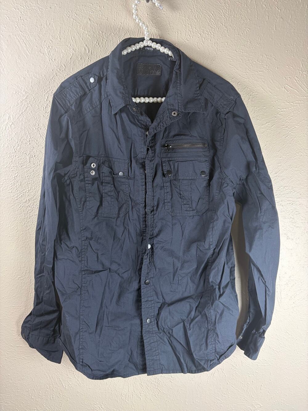Steve’s Jeans Utility Shirt Size Large Black Long Sleeve Outdoor Workwear Top